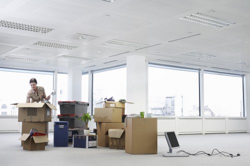 Business relocation team coordinating an office move